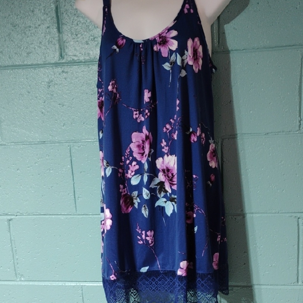 Blue Lace and Purple Floral Intimate Slip